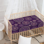 Purple Bohemian Mandala Pattern Print Baby Crib Sheet