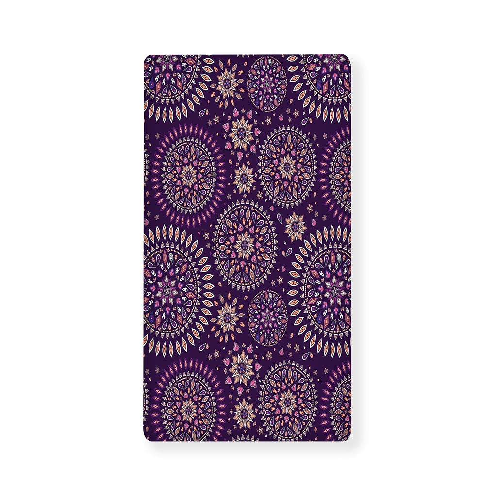 Purple Bohemian Mandala Pattern Print Baby Crib Sheet