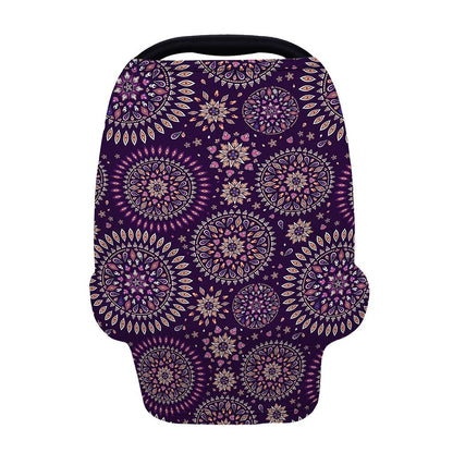 Purple Bohemian Mandala Pattern Print Baby Seat Cover