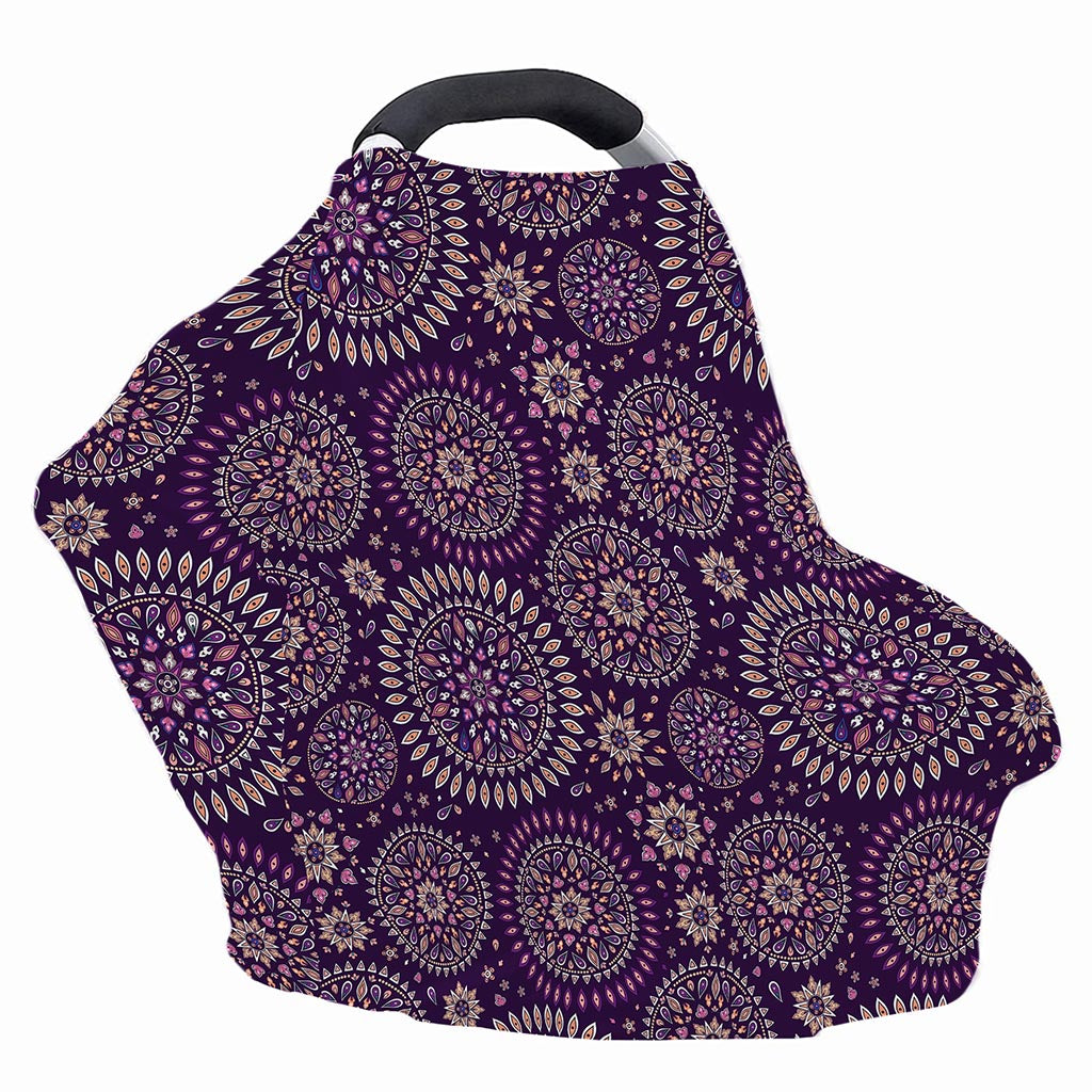 Purple Bohemian Mandala Pattern Print Baby Seat Cover