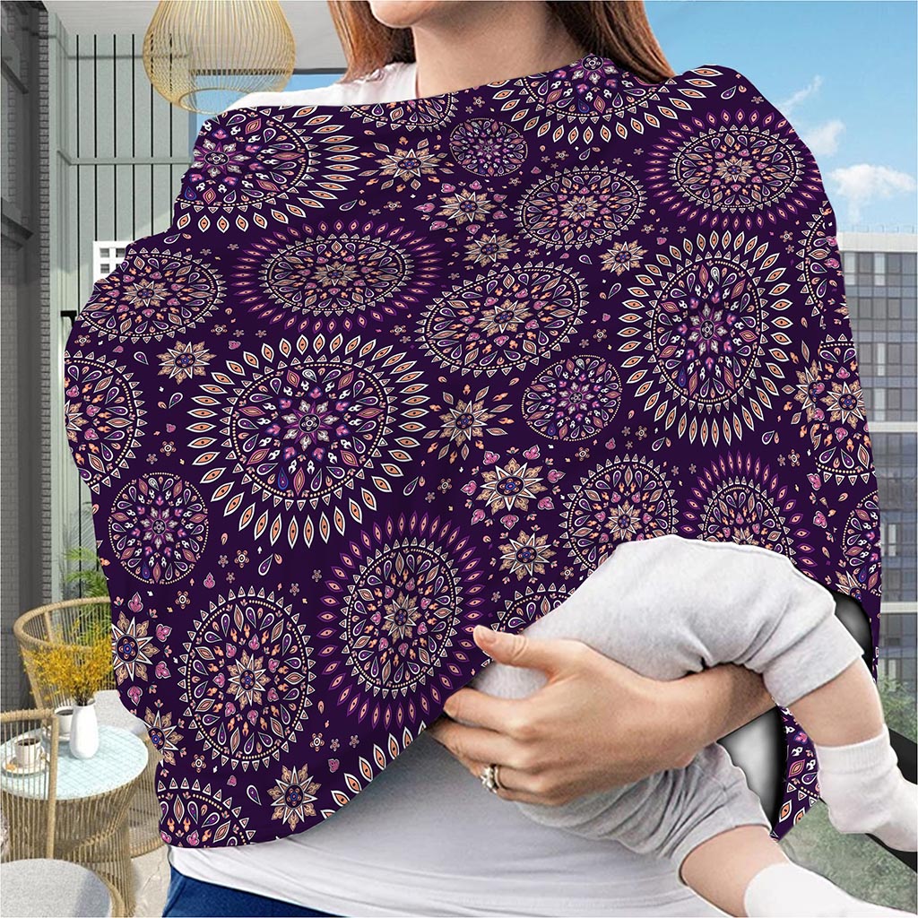 Purple Bohemian Mandala Pattern Print Baby Seat Cover
