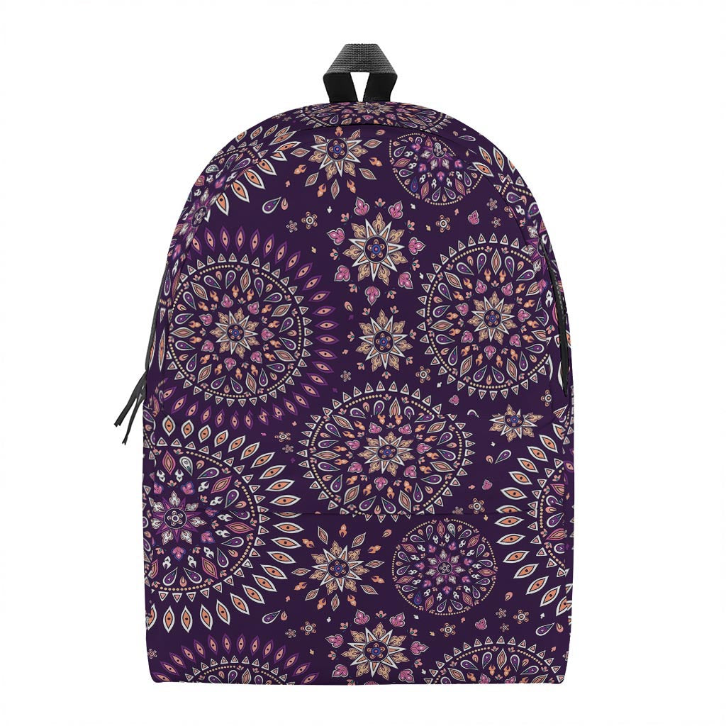 Purple Bohemian Mandala Pattern Print Backpack