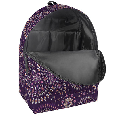 Purple Bohemian Mandala Pattern Print Backpack