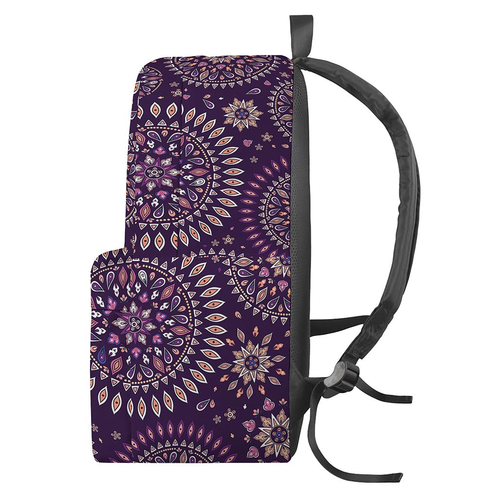 Purple Bohemian Mandala Pattern Print Backpack