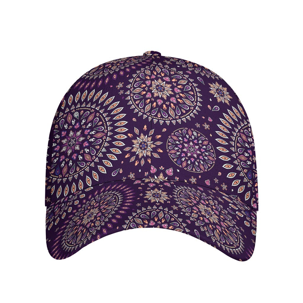 Purple Bohemian Mandala Pattern Print Baseball Cap