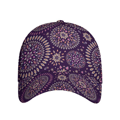 Purple Bohemian Mandala Pattern Print Baseball Cap