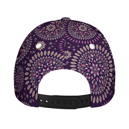 Purple Bohemian Mandala Pattern Print Baseball Cap