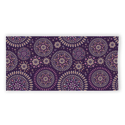 Purple Bohemian Mandala Pattern Print Beach Towel
