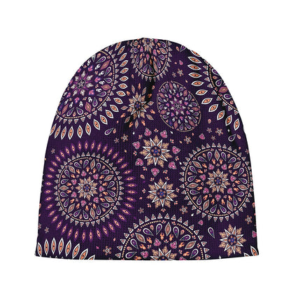 Purple Bohemian Mandala Pattern Print Beanie