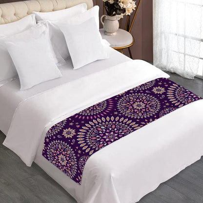 Purple Bohemian Mandala Pattern Print Bed Runner