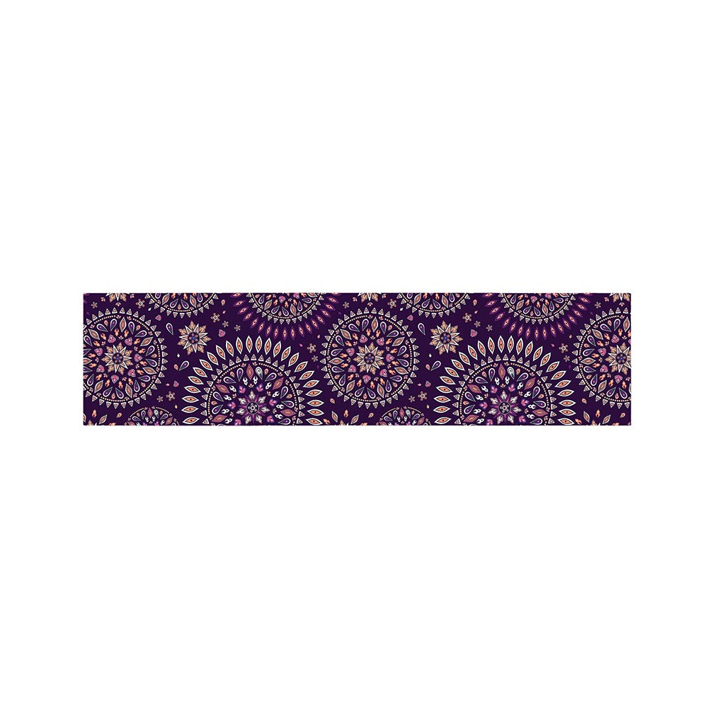 Purple Bohemian Mandala Pattern Print Bed Runner