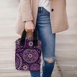 Purple Bohemian Mandala Pattern Print Bible Tote Bag