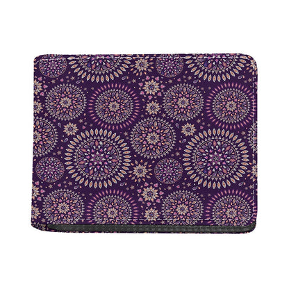 Purple Bohemian Mandala Pattern Print Bifold Wallet