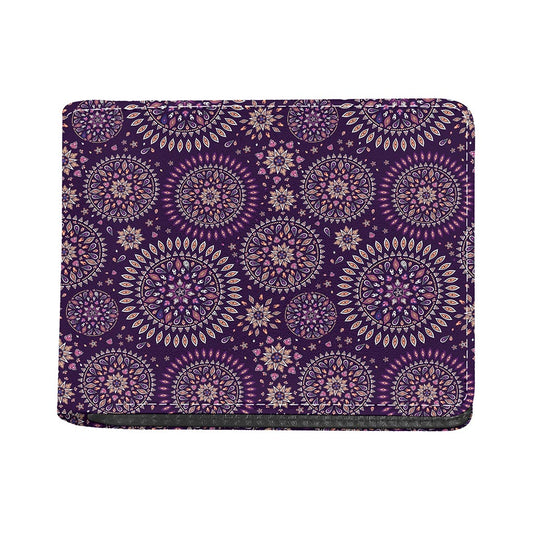 Purple Bohemian Mandala Pattern Print Bifold Wallet