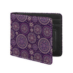 Purple Bohemian Mandala Pattern Print Bifold Wallet