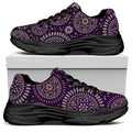Purple Bohemian Mandala Pattern Print Black Chunky Shoes