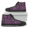Purple Bohemian Mandala Pattern Print Black High Top Sneakers