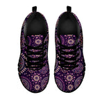 Purple Bohemian Mandala Pattern Print Black Running Shoes