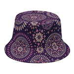 Purple Bohemian Mandala Pattern Print Bucket Hat
