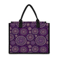 Purple Bohemian Mandala Pattern Print Canvas Tote Bag