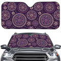 Purple Bohemian Mandala Pattern Print Car Windshield Sun Shade