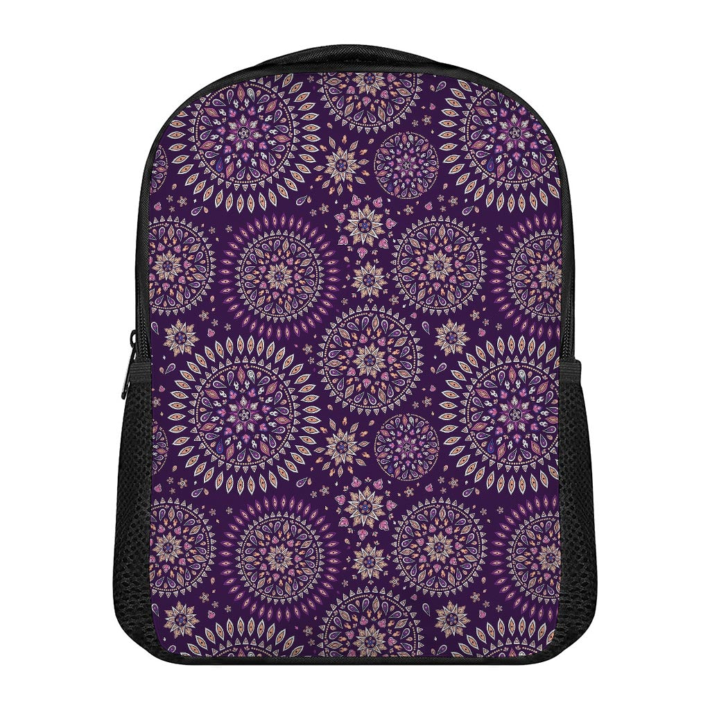 Purple Bohemian Mandala Pattern Print Casual Backpack