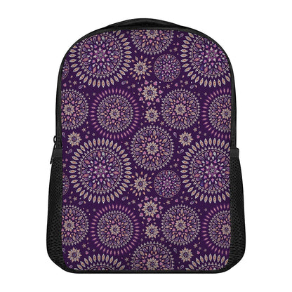 Purple Bohemian Mandala Pattern Print Casual Backpack