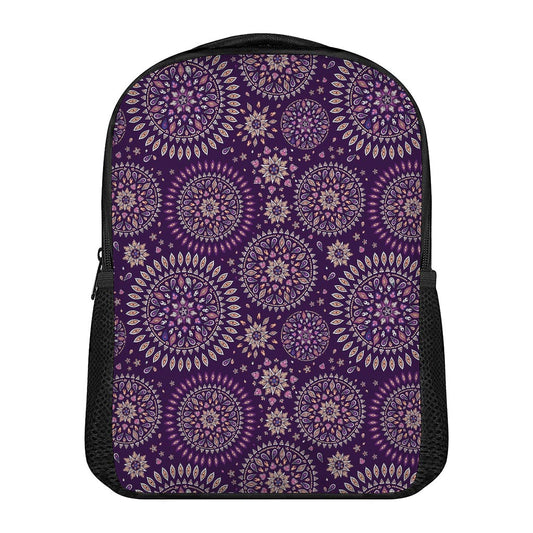 Purple Bohemian Mandala Pattern Print Casual Backpack