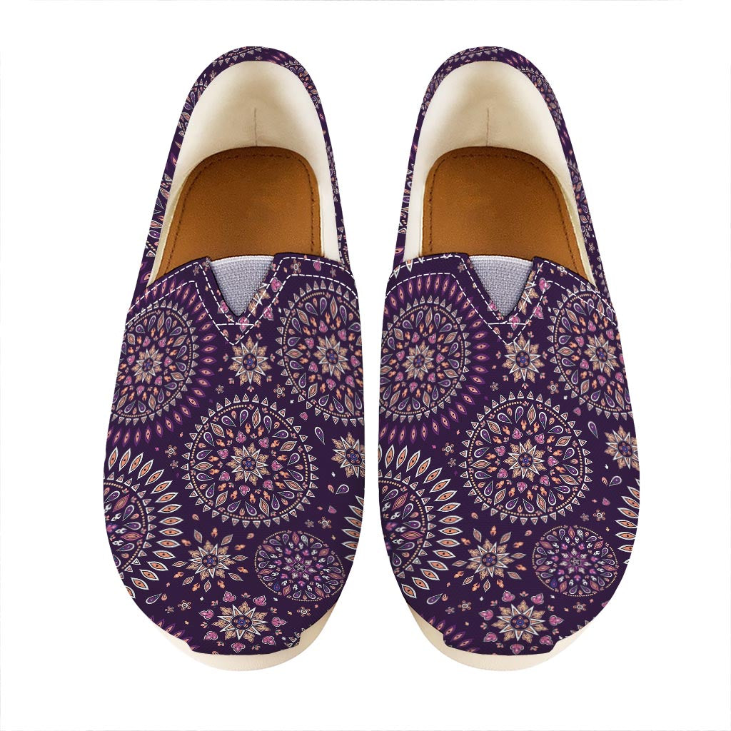 Purple Bohemian Mandala Pattern Print Casual Shoes
