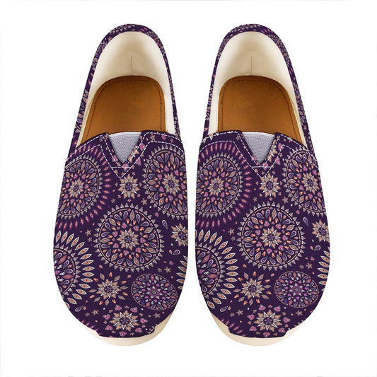 Purple Bohemian Mandala Pattern Print Casual Shoes