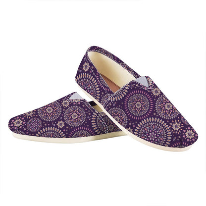 Purple Bohemian Mandala Pattern Print Casual Shoes
