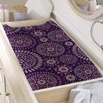 Purple Bohemian Mandala Pattern Print Changing Pad Cover