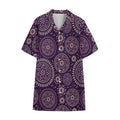 Purple Bohemian Mandala Pattern Print Cotton Hawaiian Shirt