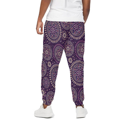 Purple Bohemian Mandala Pattern Print Cotton Pants