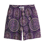 Purple Bohemian Mandala Pattern Print Cotton Shorts