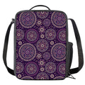 Purple Bohemian Mandala Pattern Print Crossbody Lunch Bag
