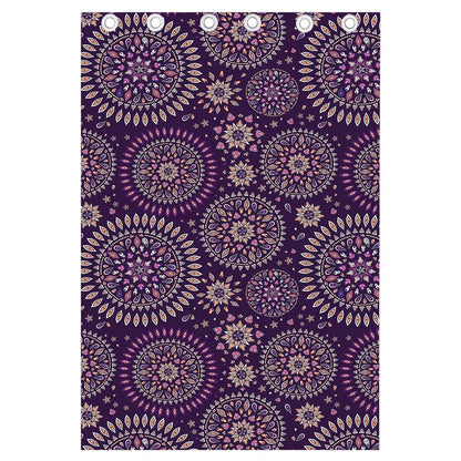 Purple Bohemian Mandala Pattern Print Curtain