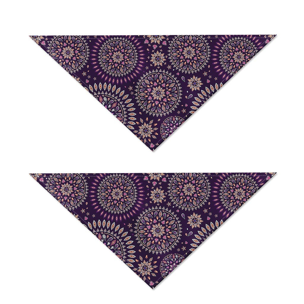 Purple Bohemian Mandala Pattern Print Dog Bandana