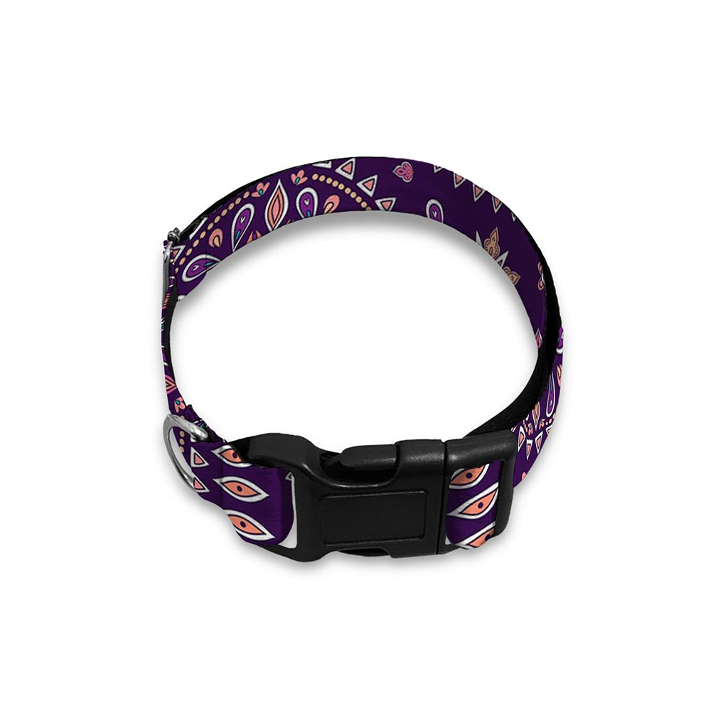 Purple Bohemian Mandala Pattern Print Dog Collar