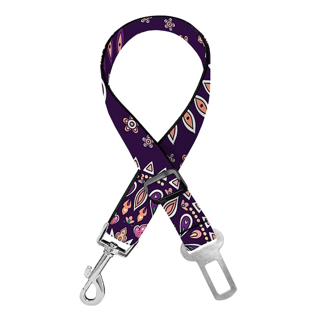 Purple Bohemian Mandala Pattern Print Dog Seat Belt