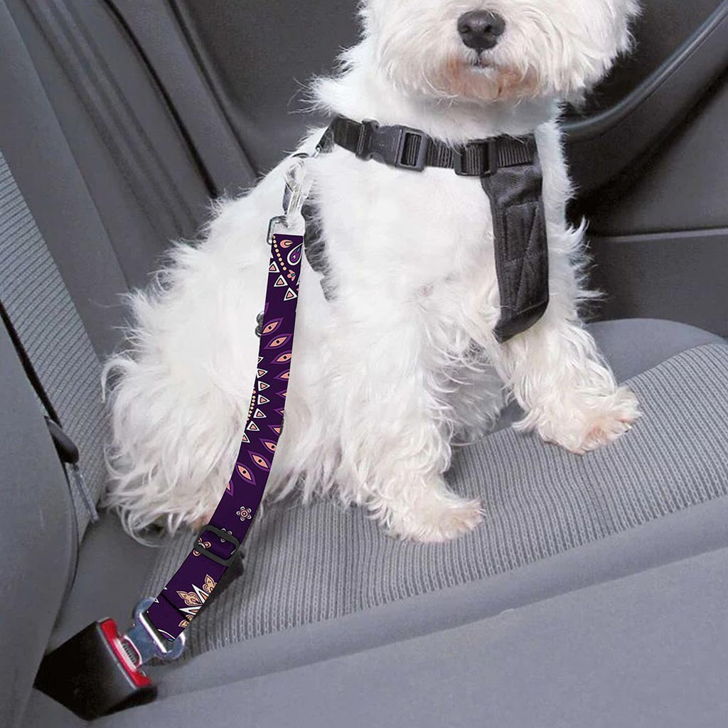 Purple Bohemian Mandala Pattern Print Dog Seat Belt