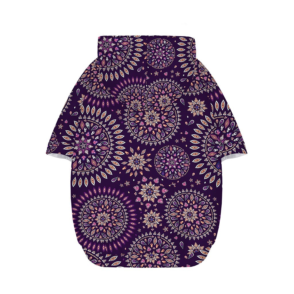 Purple Bohemian Mandala Pattern Print Dog Zip Up Hoodie