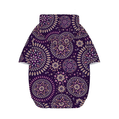 Purple Bohemian Mandala Pattern Print Dog Zip Up Hoodie