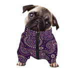 Purple Bohemian Mandala Pattern Print Dog Zip Up Jacket