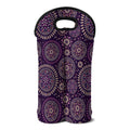 Purple Bohemian Mandala Pattern Print Double Neoprene Wine Tote