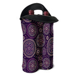 Purple Bohemian Mandala Pattern Print Double Neoprene Wine Tote