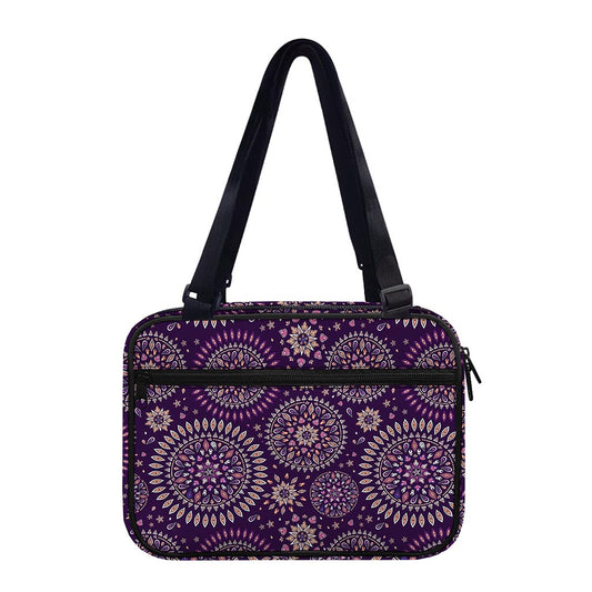 Purple Bohemian Mandala Pattern Print Double Strap Bible Bag