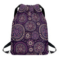 Purple Bohemian Mandala Pattern Print Drawstring Backpack