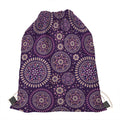 Purple Bohemian Mandala Pattern Print Drawstring Bag