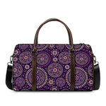 Purple Bohemian Mandala Pattern Print Duffle Bag